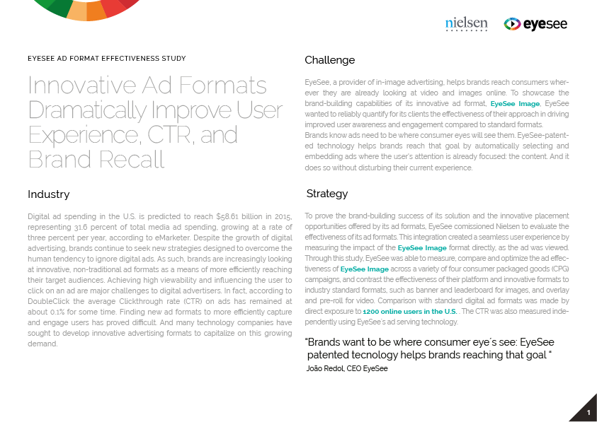Nielsen study: industry challenge, EyeSee's strategy, and quote from EyeSee's CEO